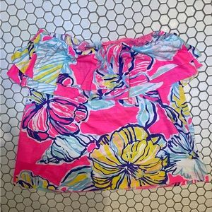 Lilly Pulitzer pink and blue floral strapless top!